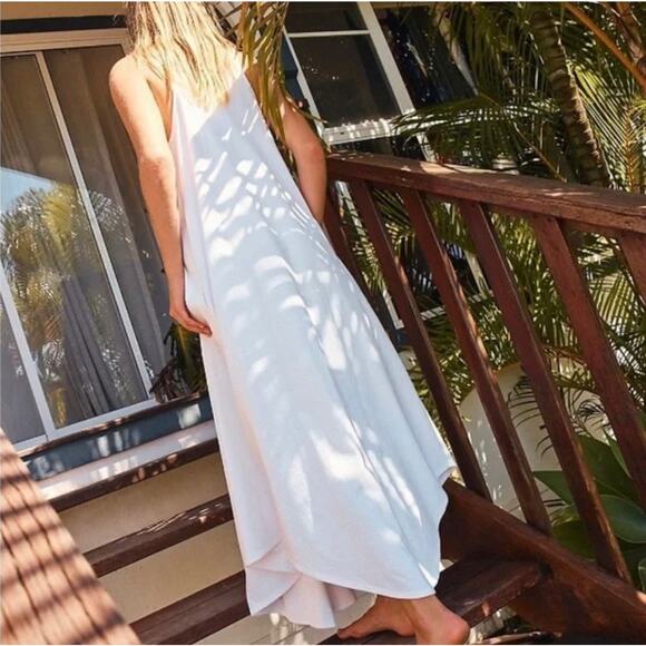 Free‎ People FP Beach Women's Luisa White Pleated Sleeveles Midi Dress Sz Small - Picture 2 of 12
